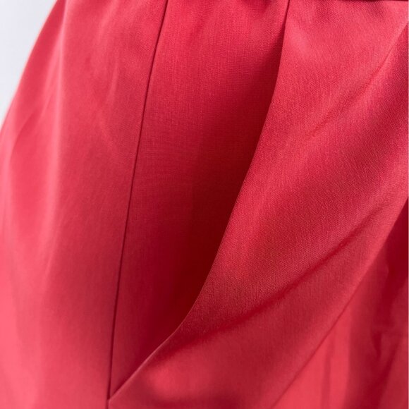 Ann Taylor Red Halter Neck Sleeveless Dress With Belt Tie Back Pleated Sz 2 - Picture 5 of 9